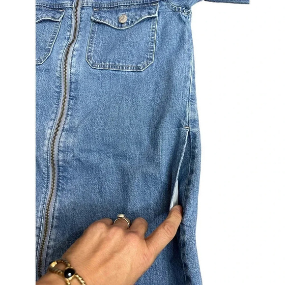 Madewell Blue Denim Zip Front Long Sleeve Shirt Dress Size XS - Picture 9 of 10